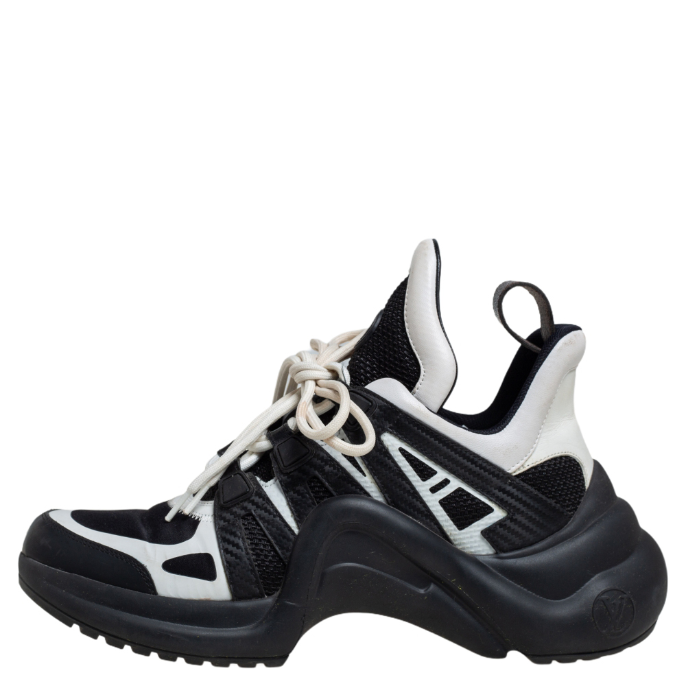 

Louis Vuitton White/Black Leather And Mesh Archlight Sneakers Size