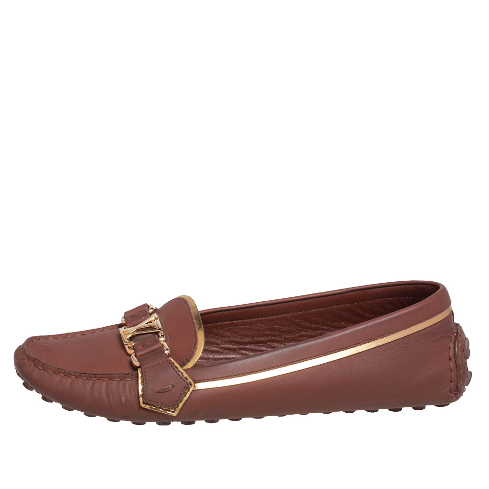 

Louis Vuitton Brown Leather Oxford Slip On Loafers Size