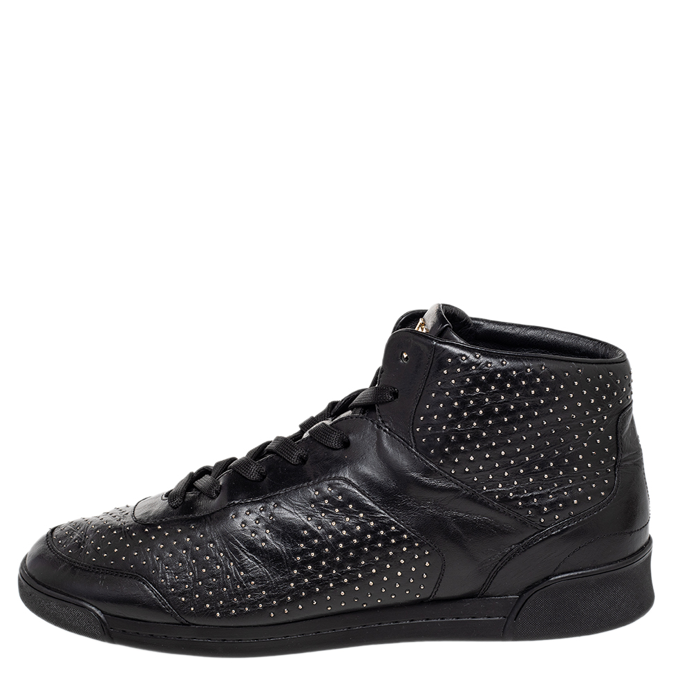 

Louis Vuitton Black Leather Embellished High Top Sneakers Size