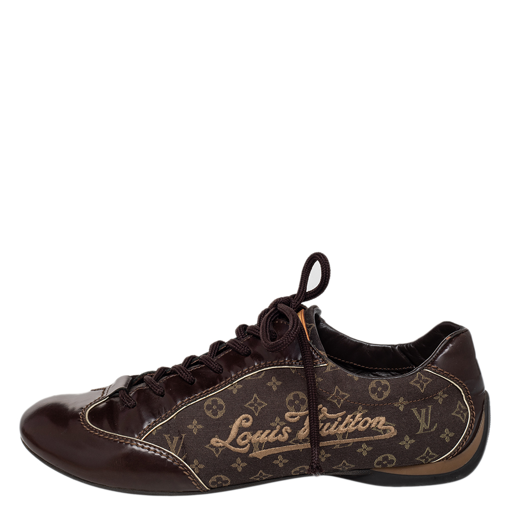 

Louis Vuitton Brown Monogram Min Lin Canvas And Leather Low Top Sneakers Size