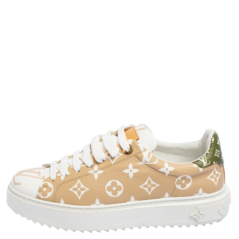 

Louis Vuitton Beige/White Monogram Canvas Timeout Sneakers Size