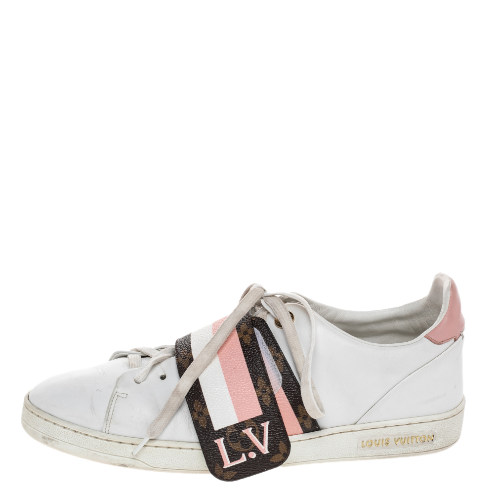 

Louis Vuitton Tricolor Leather And Monogram Canvas Frontrow Low Top Sneakers Size, White