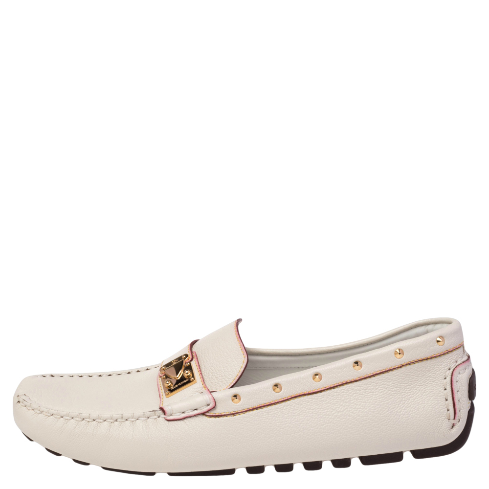 

Louis Vuitton Cream Leather Suhali Lombok Driving Loafers Size