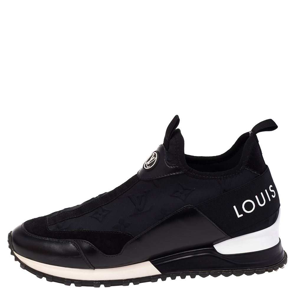 

Louis Vuitton Black Monogram Neoprene and Leather Run Away Sneakers Size