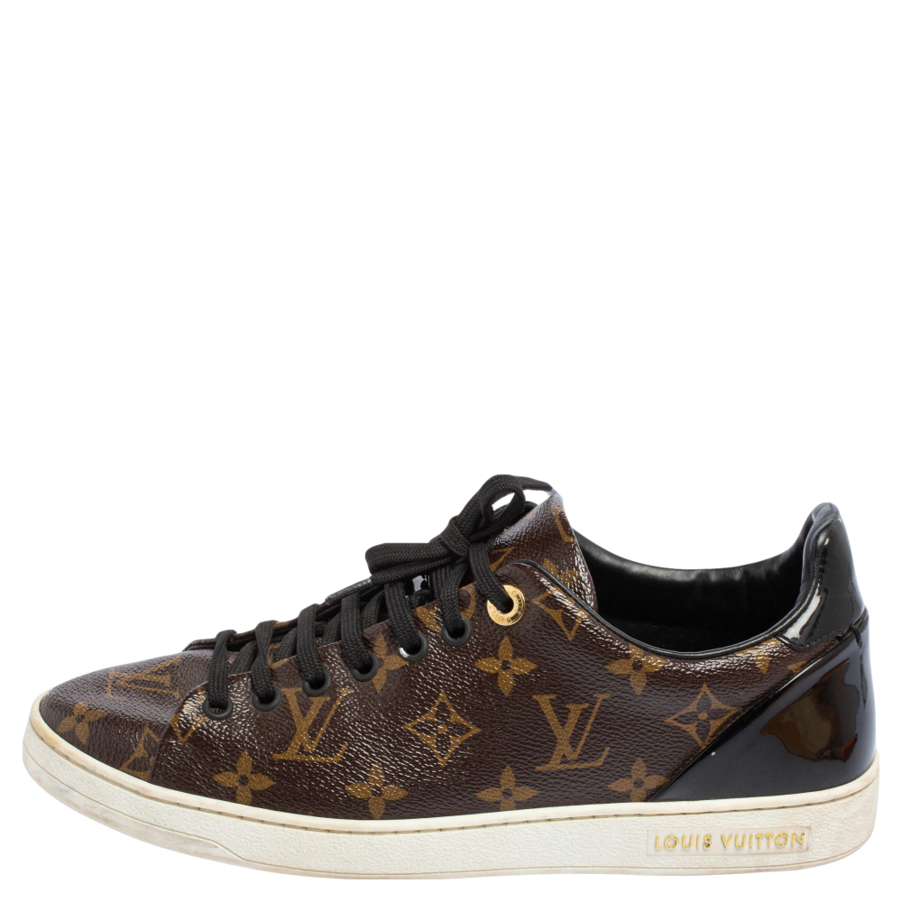 

Louis Vuitton Monogram Canvas and Patent Leather Frontrow Low Top Sneakers Size, Brown