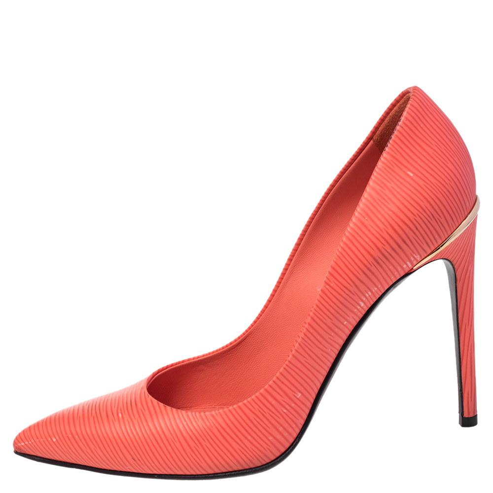 

Louis Vuitton Orange Epi Leather Eyeline Pointed Toe Pumps Size