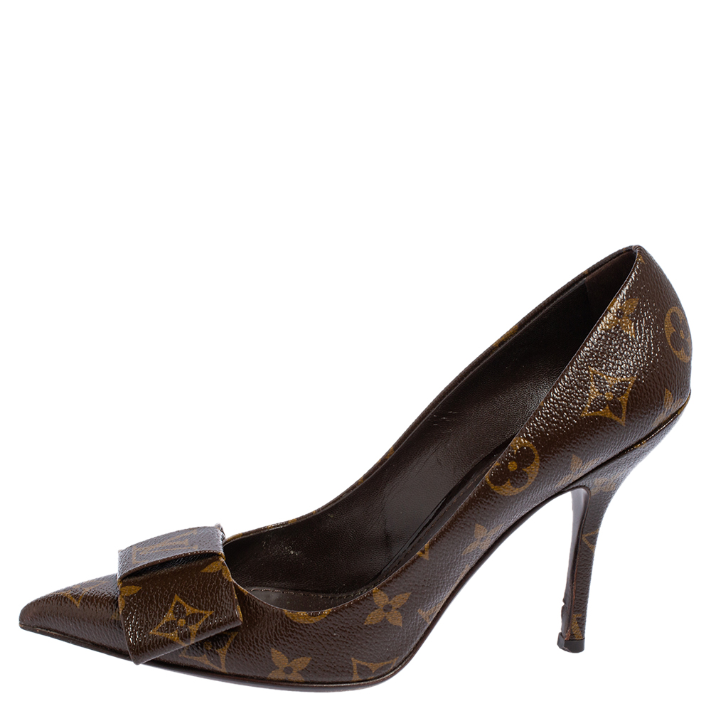 

Louis Vuitton Monogram Canvas Louise Bow Pointed Toe Pumps Size, Brown