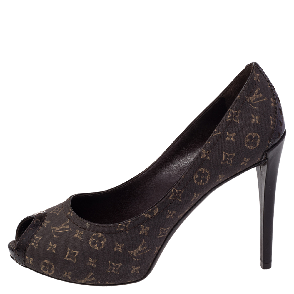 

Louis Vuitton Fusian Monogram Idylle Canvas Romance Peep Toe Pumps Size, Brown