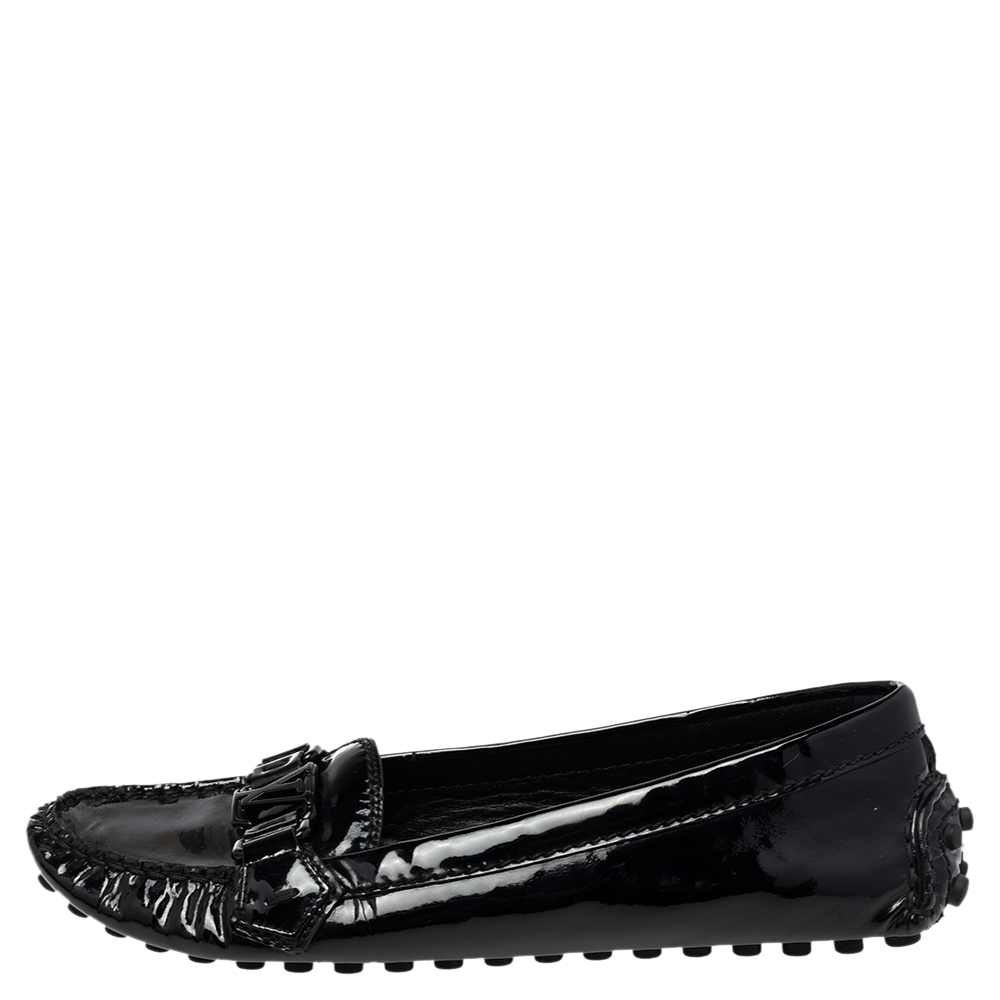 

Louis Vuitton Black Patent Leather Oxford Slip On Loafers Size