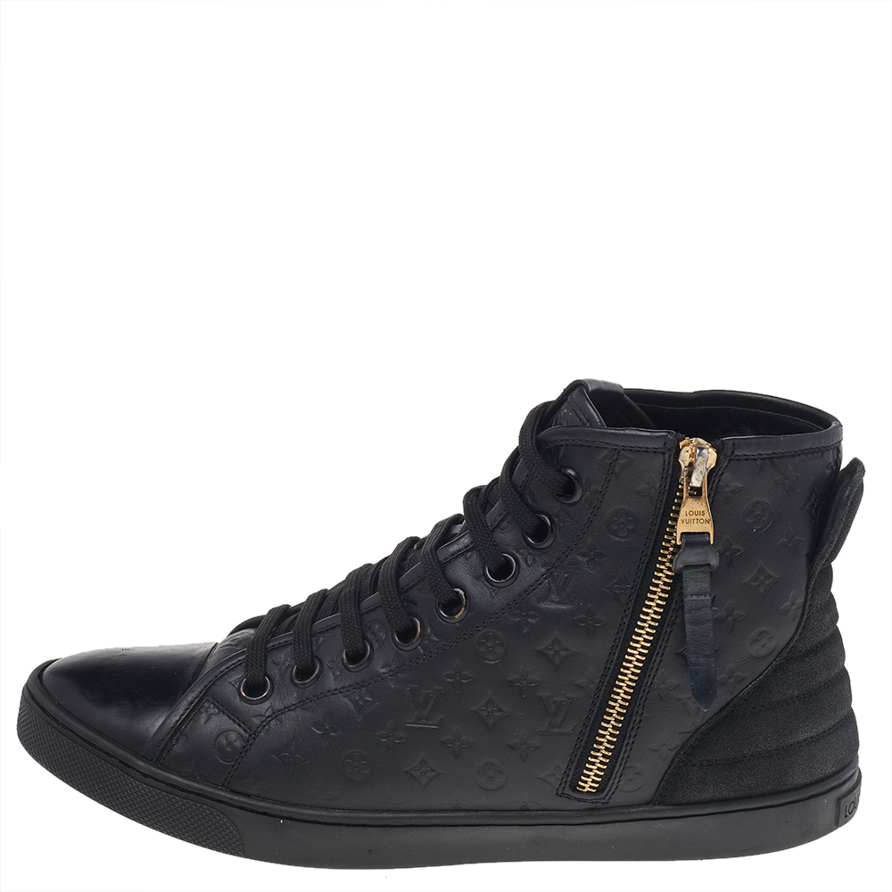 

Louis Vuitton Black Empreinte Leather and Suede Punchy High Top Sneakers Size