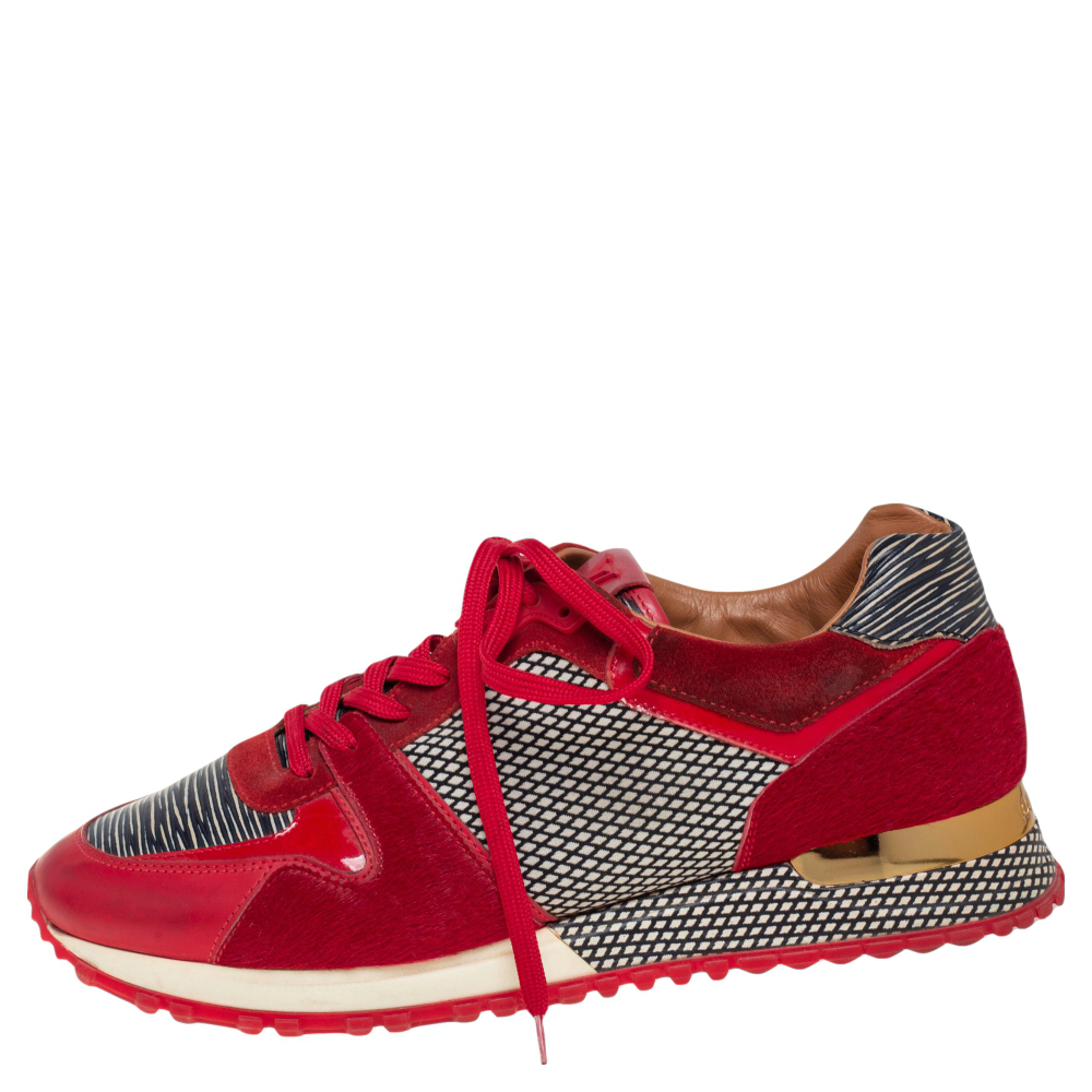 

Louis Vuitton Red Calf Hair, Epi Leather Run Away Sneakers Size