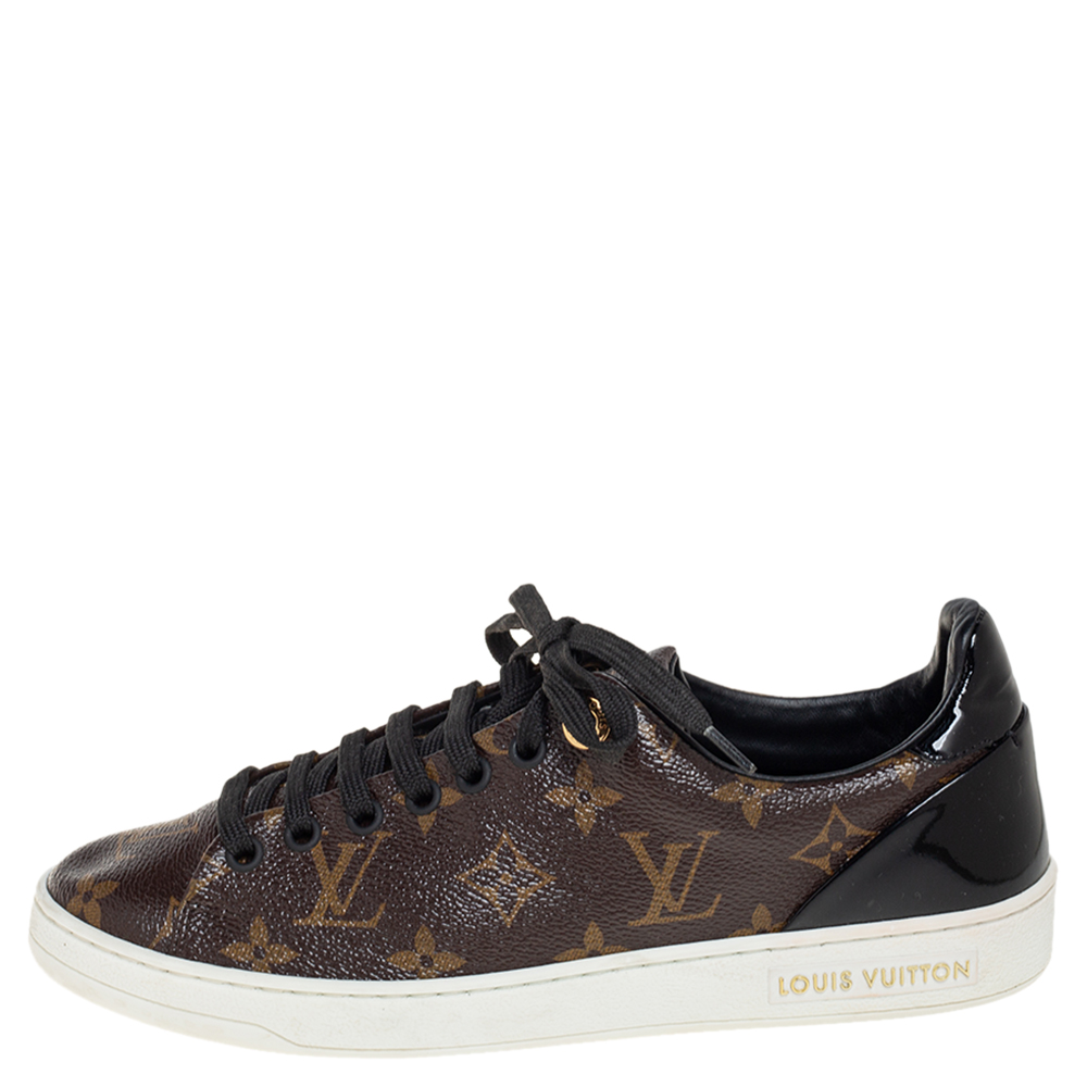 

Louis Vuitton Monogram Canvas and Patent Leather Frontrow Low Top Sneakers Size, Brown