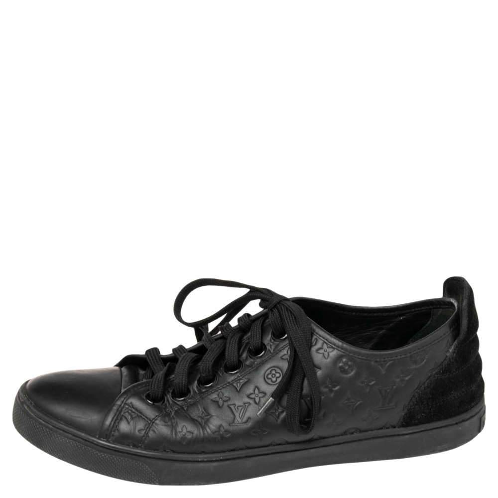 

Louis Vuitton Black Monogram Empreinte Leather And Suede Low Top Sneakers Size