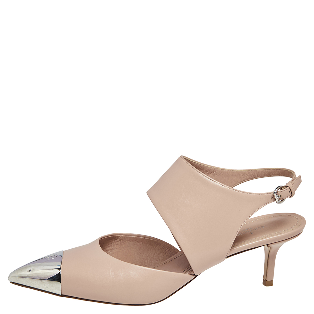 

Louis Vuitton Nude Beige Leather Urban Twist Slingback Pumps Size