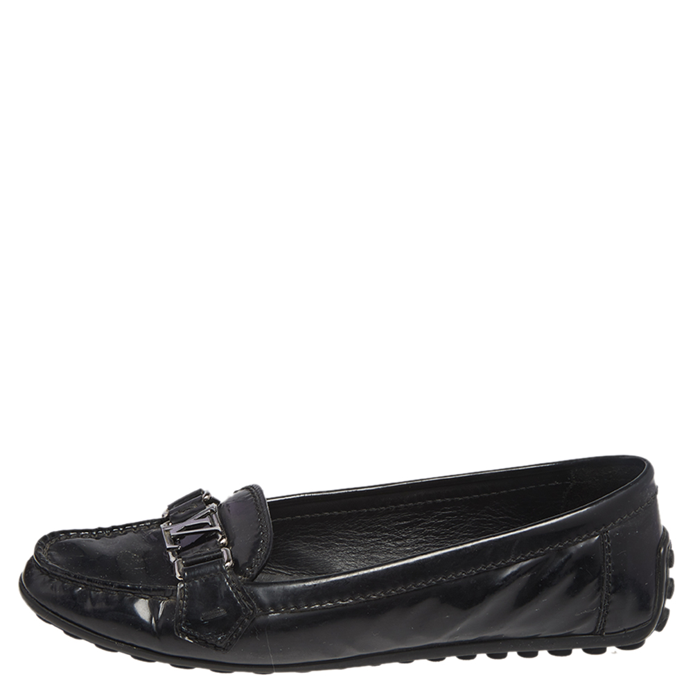 

Louis Vuitton Black Patent Leather Oxford Loafers Size