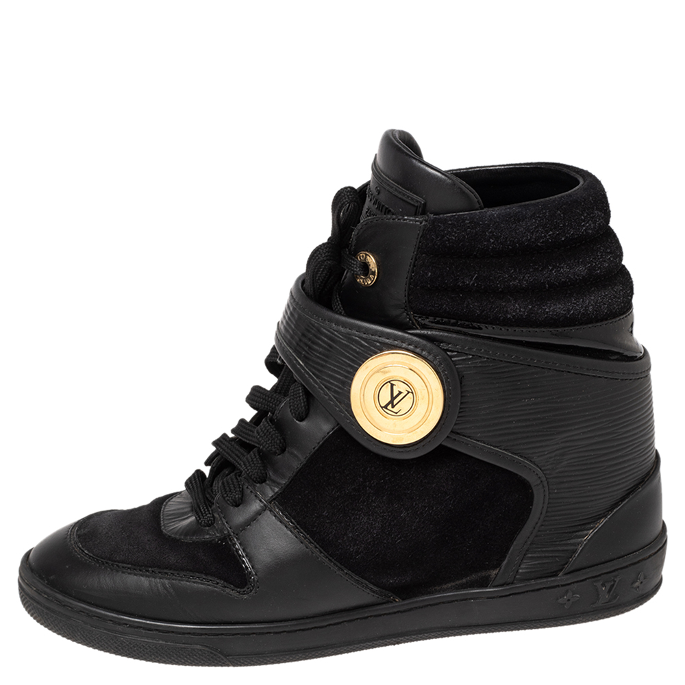 

Louis Vuitton Black Epi Leather and Suede Wedge Sneakers Size