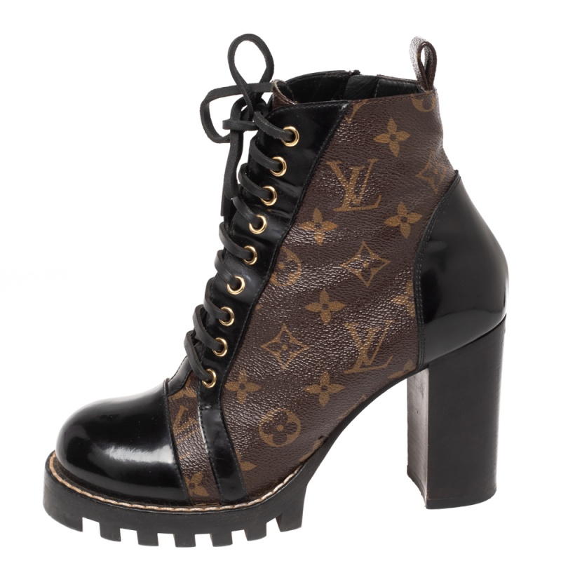 

Louis Vuitton Black Monogram Canvas and Leather Star Trail Ankle Boots Size