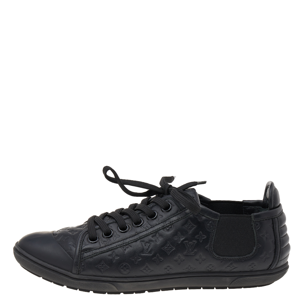 

Louis Vuitton Black Monogram Empreinte Leather Rubber Low Top Sneakers Size