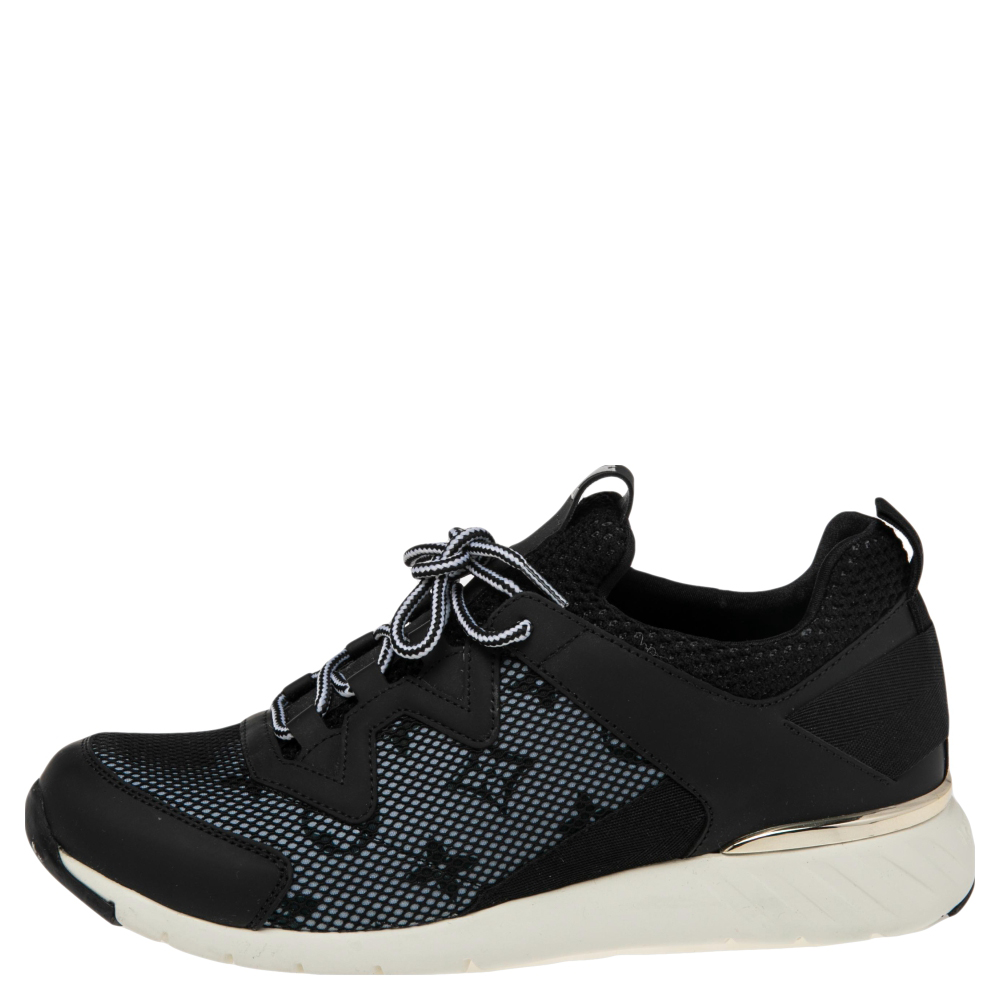 

Louis Vuitton Black Monogram Mesh and Leather Aftergame Sneakers Size