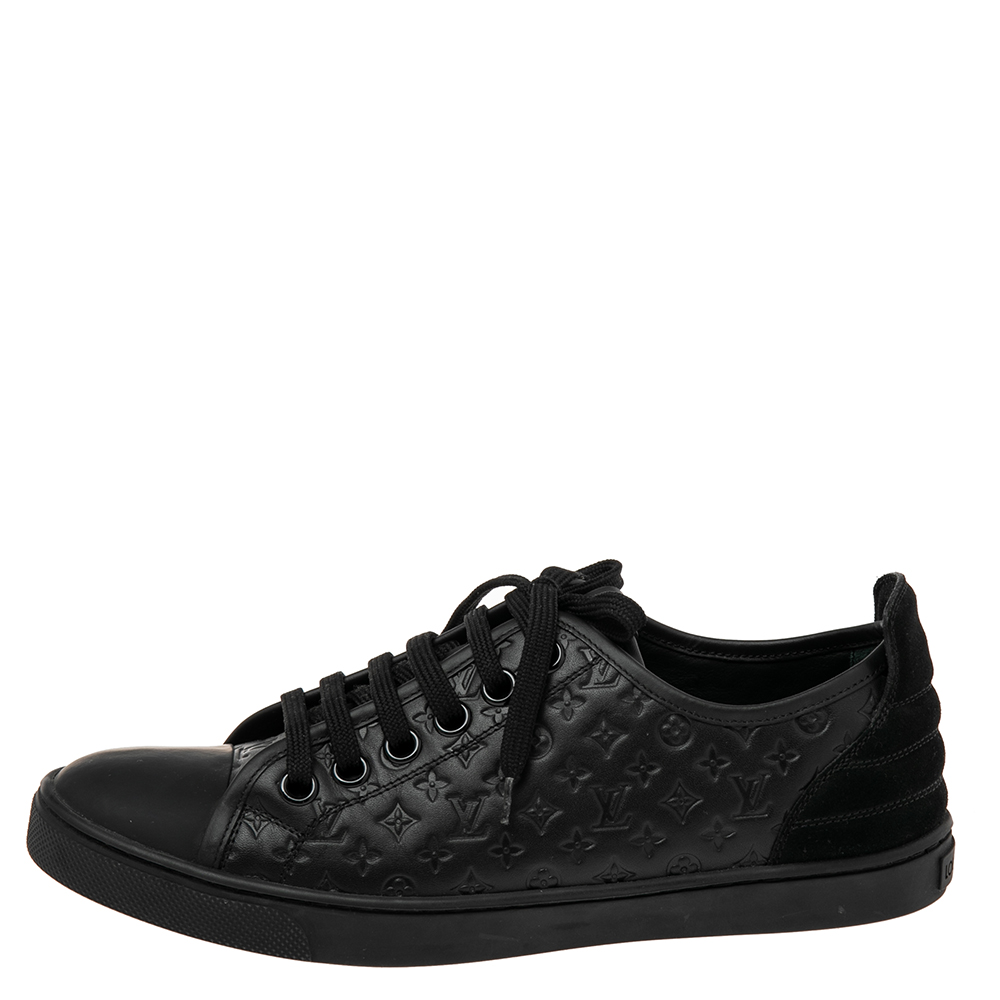 

Louis Vuitton Black Monogram Empreinte Leather and Suede Low Top Sneakers Size