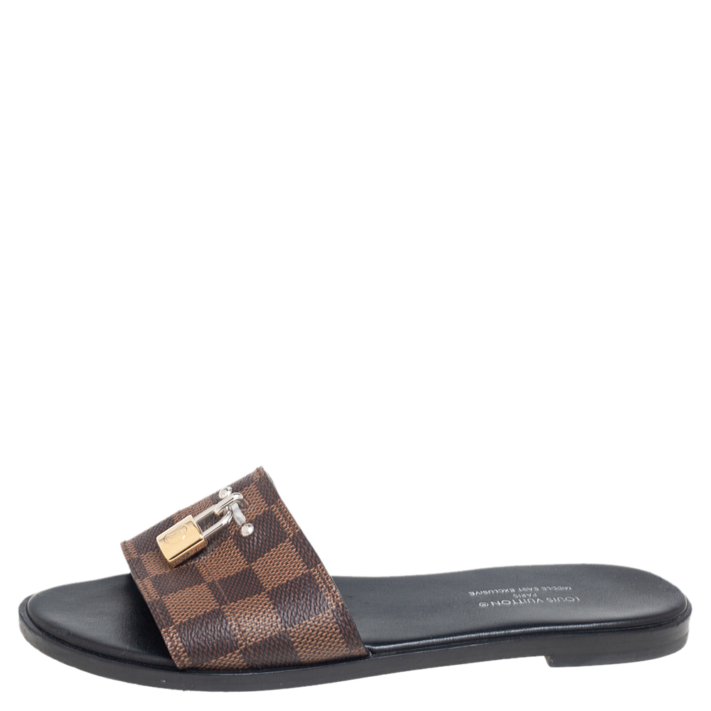 

Louis Vuitton Damier Ebene Canvas Lock It Flats Size, Brown