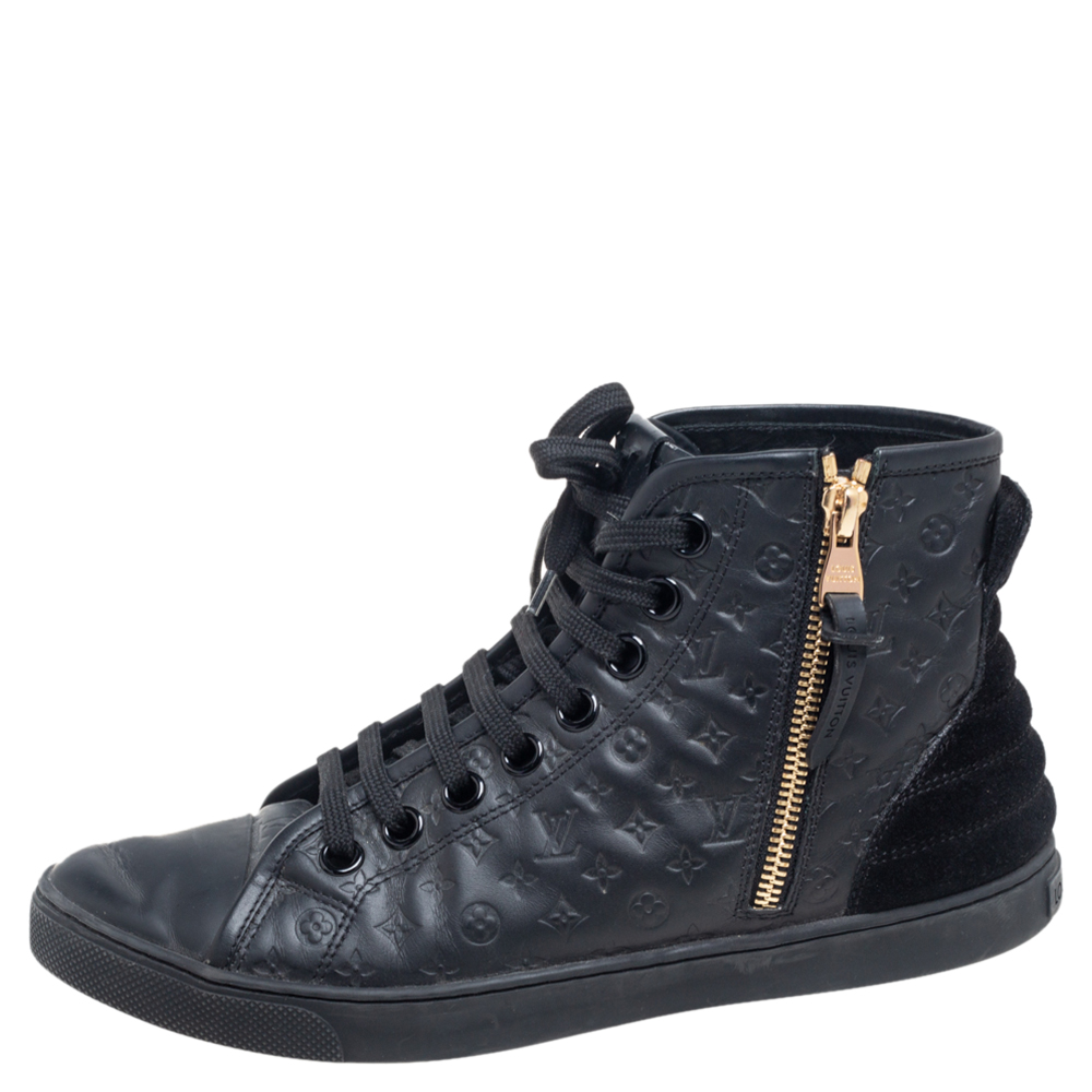 

Louis Vuitton Black Monogram Empreinte Leather And Suede Punchy High Top Sneakers Size
