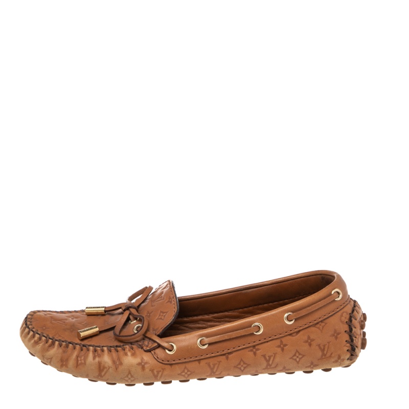 

Louis Vuitton Monogram Brown Leather Gloria Bow Slip On Loafers