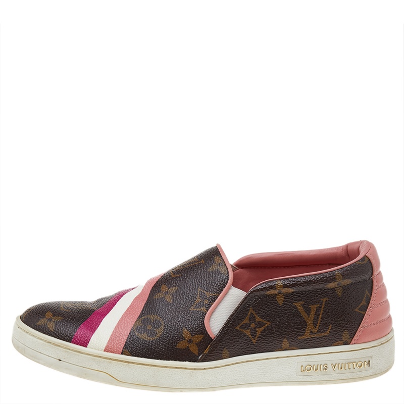 

Louis Vuitton Monogram Coated Canvas Slip on Sneakers Size, Brown
