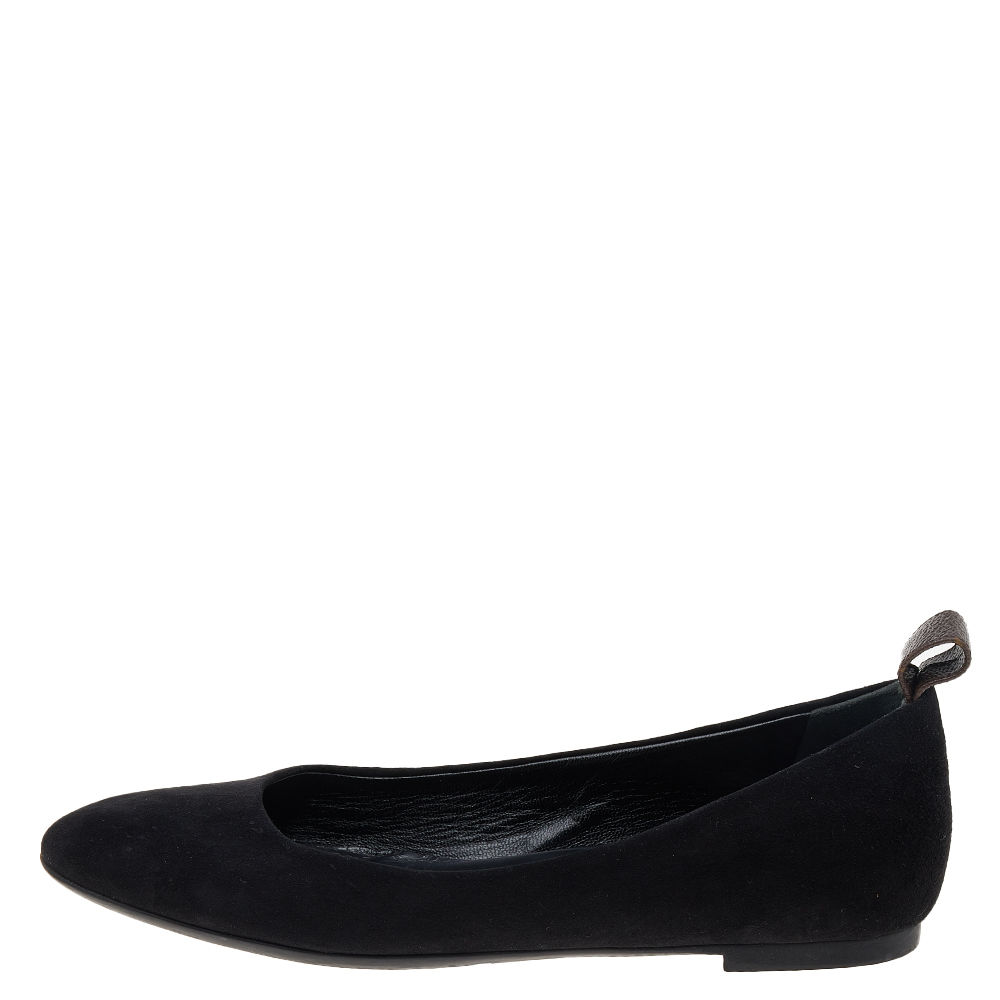

Louis Vuitton Black Suede Ballet Flats Size