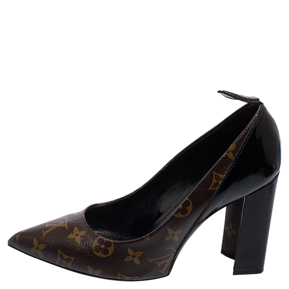 

Louis Vuitton Brown/Black Monogram Canvas And Leather Matchmake Block Heel Pumps Size