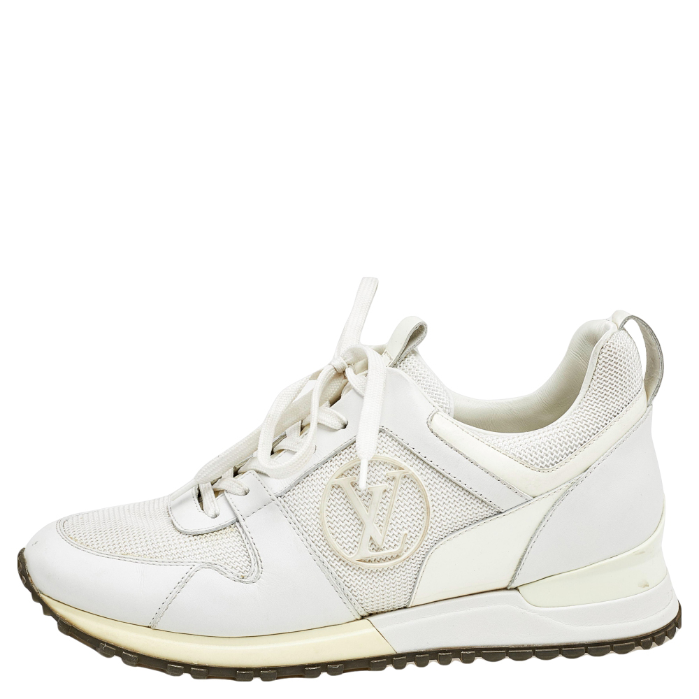 

Louis Vuitton White Mesh, Patent Leather, And Leather Run Away Low Top Sneakers Size