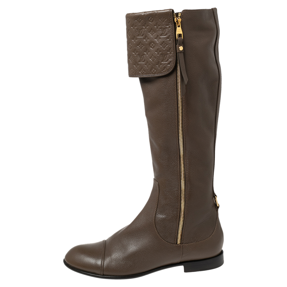 

Louis Vuitton Monogram Brown Leather Calf Length Boots Size