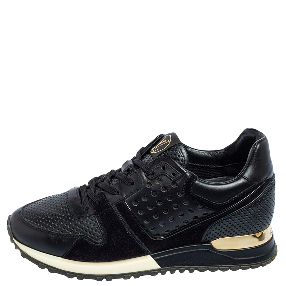 

Louis Vuitton Black Leather And Suede Run Away Sneakers Size