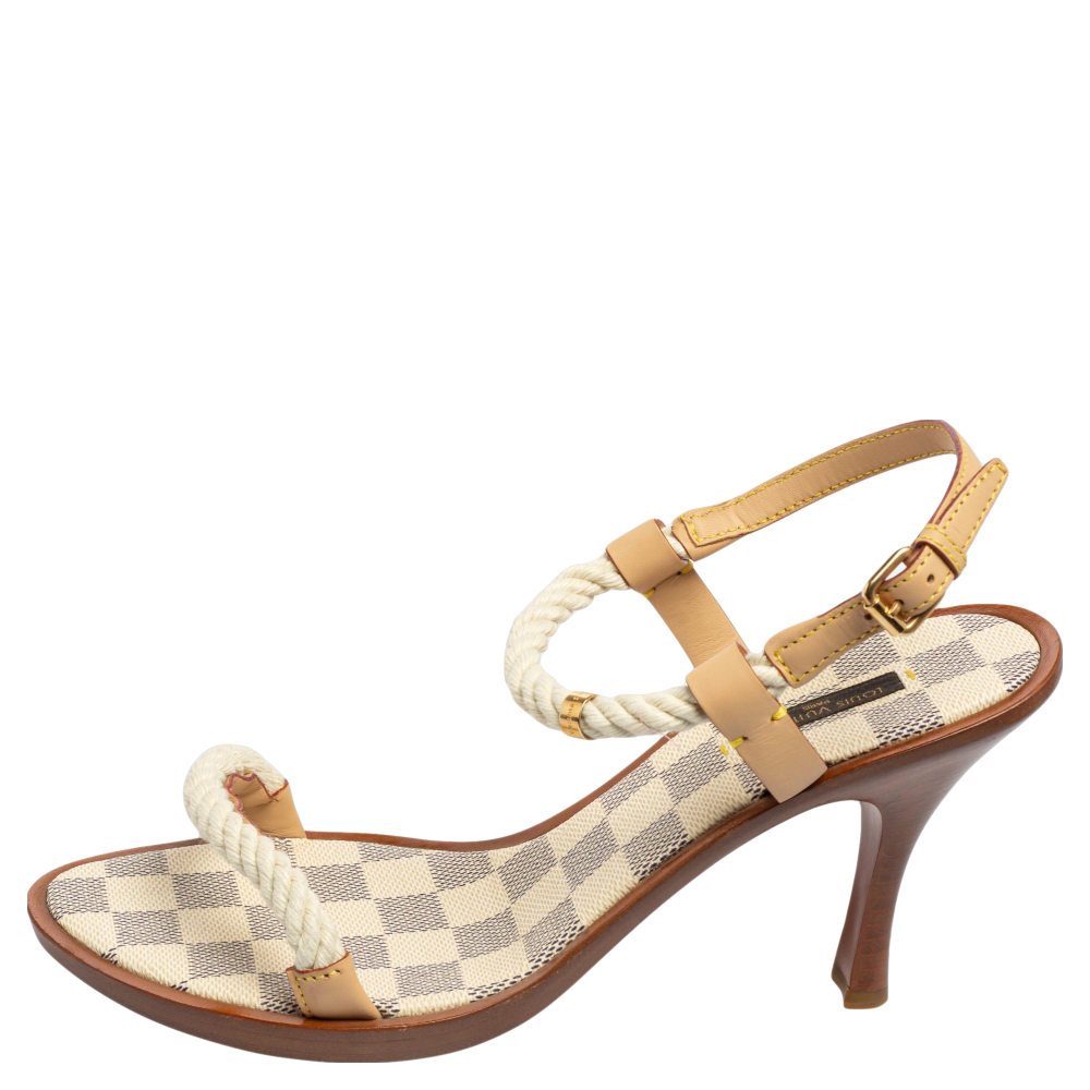 

Louis Vuitton Off-White Rope and Leather Sandals Size