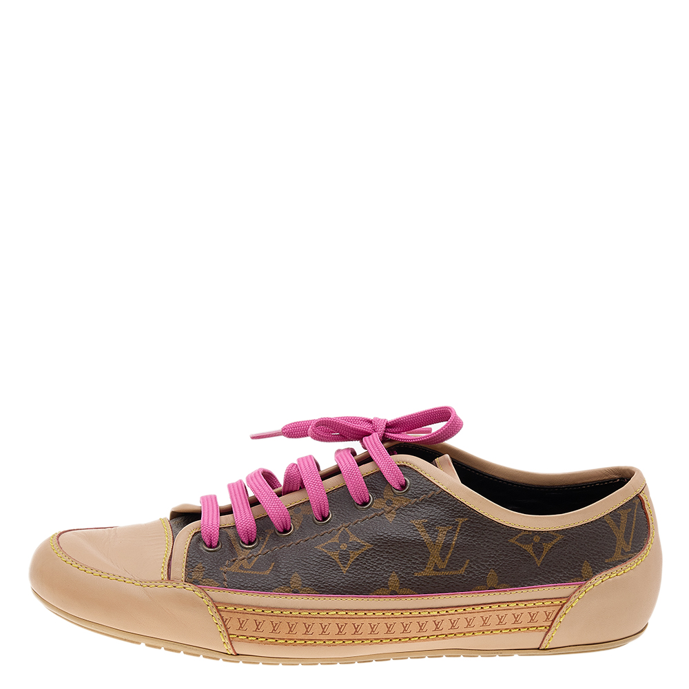 

Louis Vuitton Brown Monogram Canvas and Leather Low Top Sneakers Size