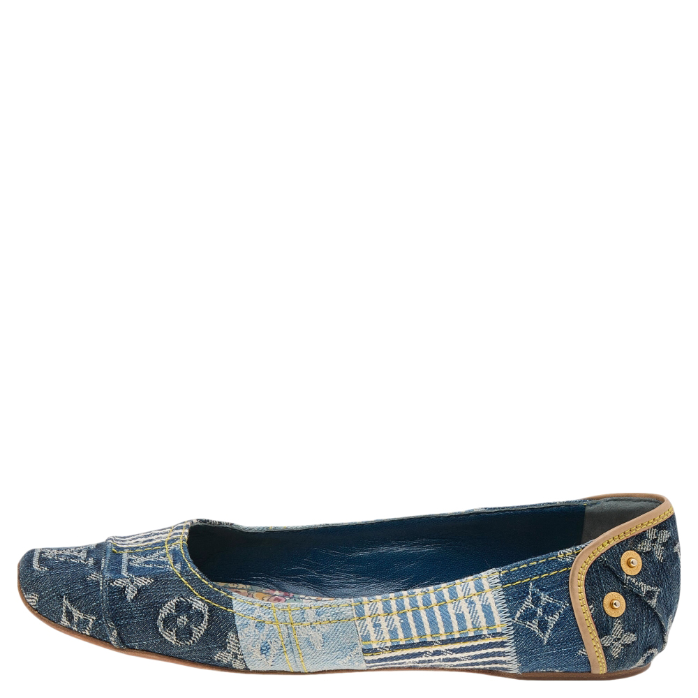 

Louis Vuitton Blue Monogram Denim Ballet Flats Size
