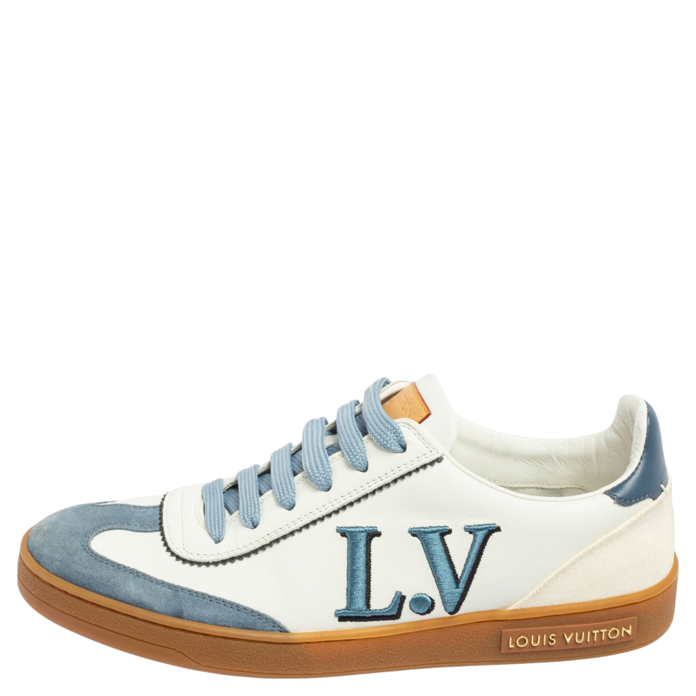 

Louis Vuitton Blue/White Suede And Leather Lace Up Sneakers Size