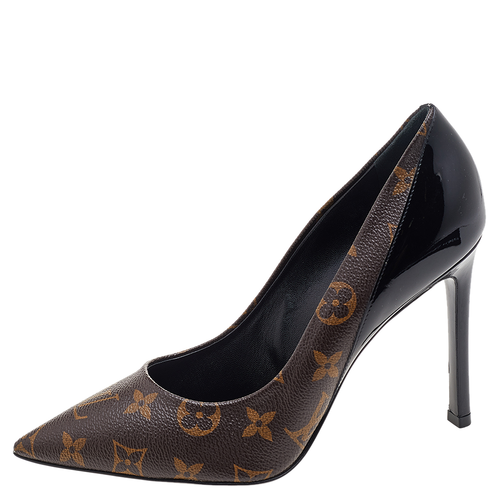 

Louis Vuitton Monogram Canvas And Patent Canvas Cherie Pumps Size, Brown