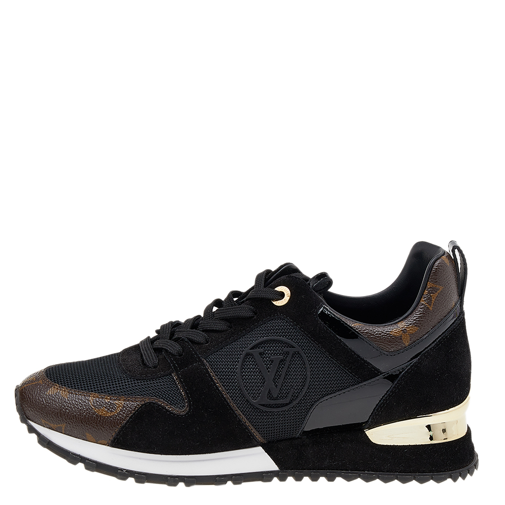 

Louis Vuitton Black/Brown Mesh And Monogram Canvas Run Away Low Top Sneakers Size