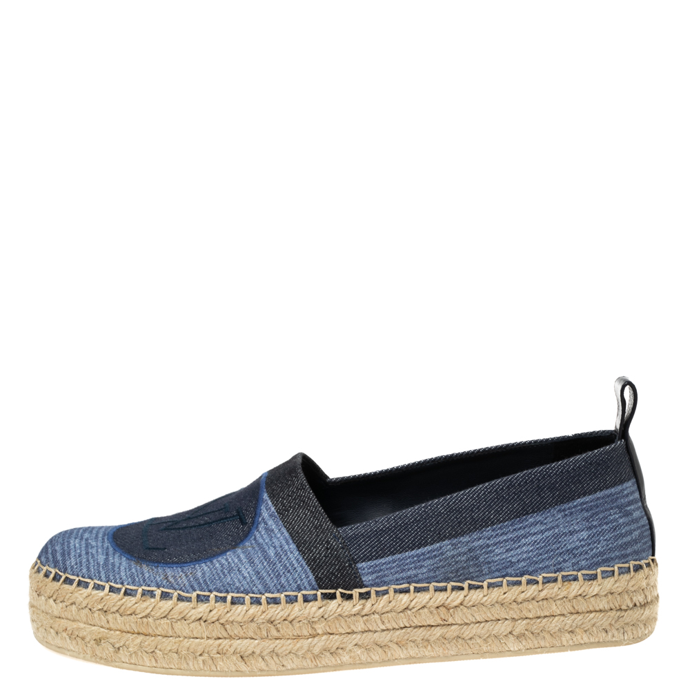 

Louis Vuitton Blue Shore Denim Postcard Espadrille Flats Size