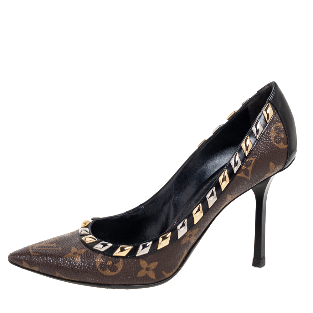 

Louis Vuitton Brown/Black Monogram Canvas and Leather Trim Eldorado Pointed-Toe Pumps Size