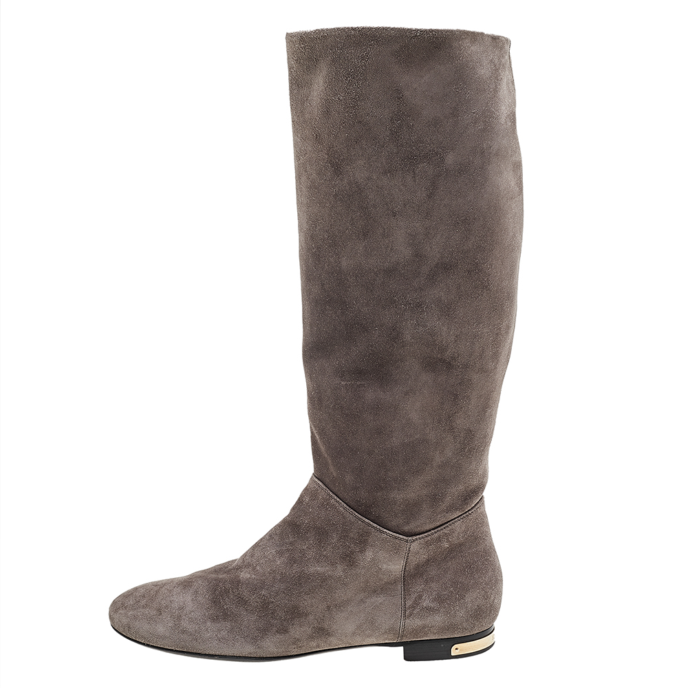 

Louis Vuitton Grey Suede Knee Length Boots Size