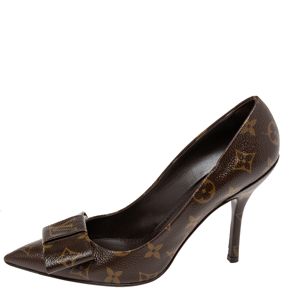 

Louis Vuitton Monogram Canvas Louise Bow Pointed Pumps Size, Brown