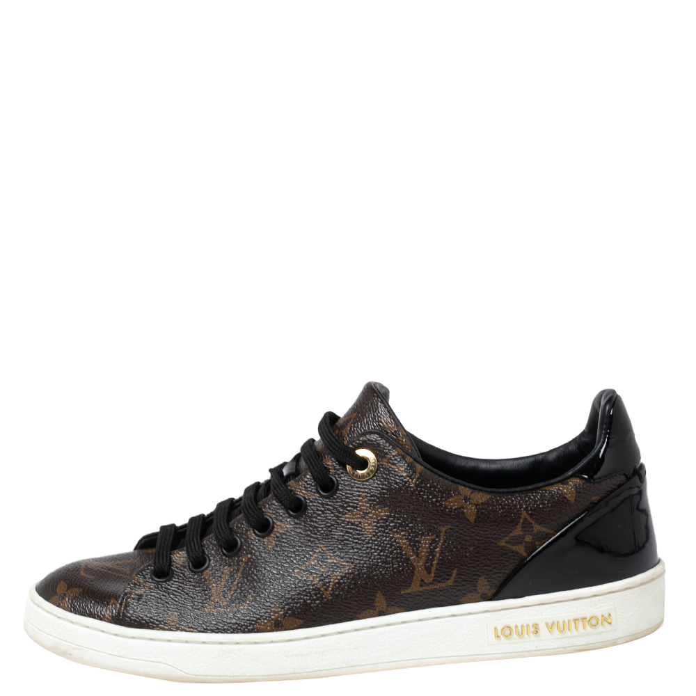 

Louis Vuitton Brown/Black Monogram Canvas and Patent Leather Frontrow Sneakers Size