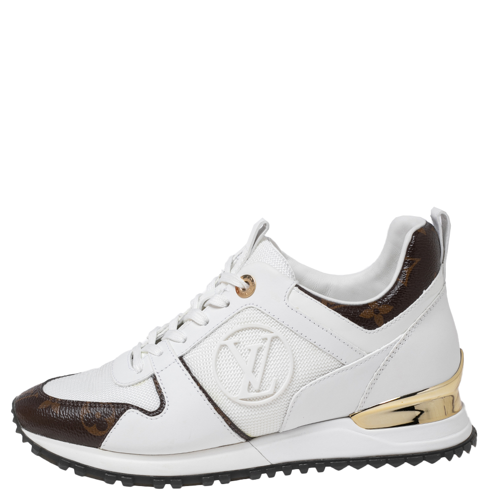 

Louis Vuitton White/Brown Mesh And Monogram Canvas Run Away Sneakers Size