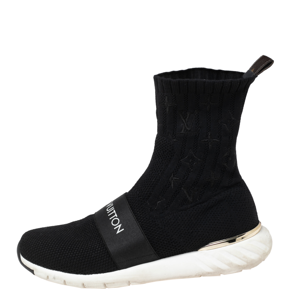 

Louis Vuitton Black Knit Fabric Aftergame High-Top Sneakers Size