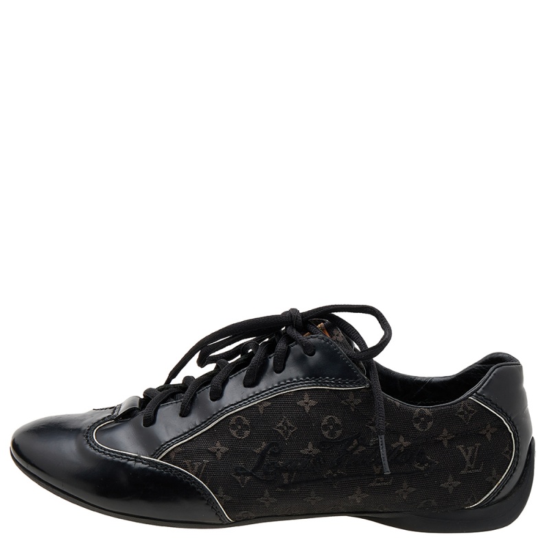 

Louis Vuitton Black Monogram Canvas and Leather Low Top Sneakers Size