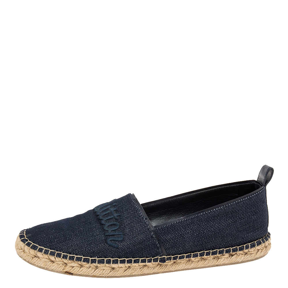 

Louis Vuitton Navy Blue Denim Espadrilles Flats Size