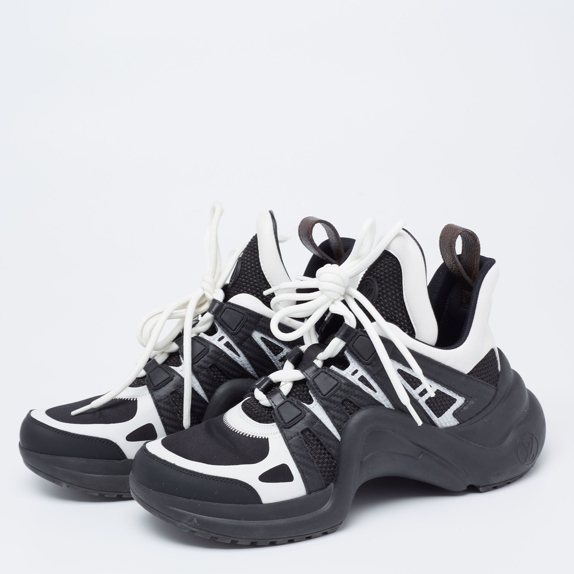

Louis Vuitton Black/White Neoprene And Leather Archlight Sneakers Size
