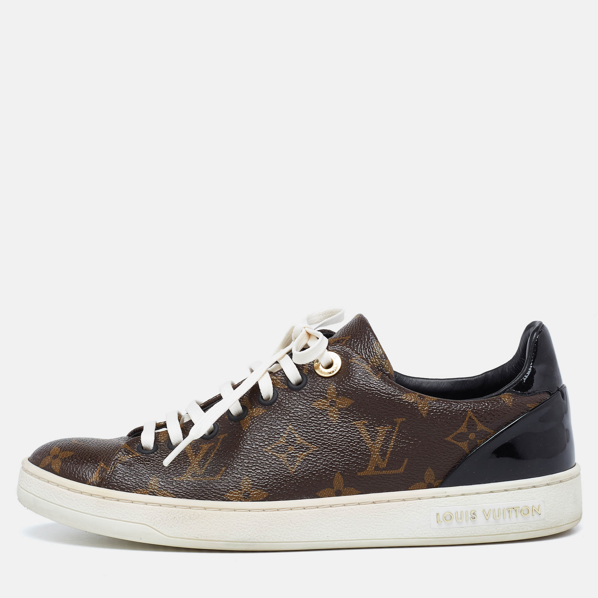 Vintage Louis Vuitton high top sneaker Monogram print Brown Leather